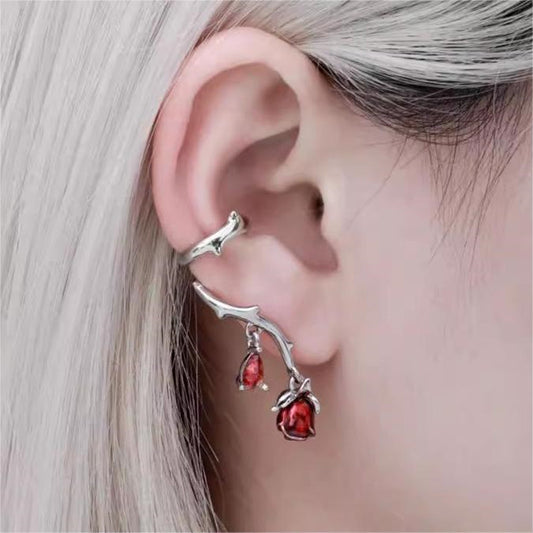 Thorn Rose Earrings For Women Without Pierced Ears