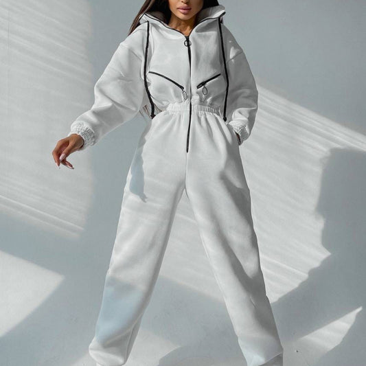 Sports And Casual Women's Hooded Jumpsuit