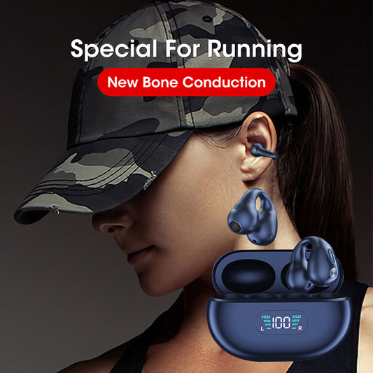 Bone Conduction Headphones TWS Earbuds Ear Clip Bluetooth 5.3 Touch Wireless Earphone
